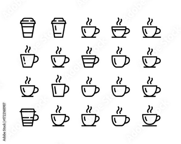 Fototapeta Twenty minimalist line art icons for design projects