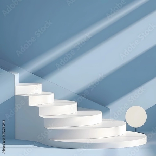 Fototapeta blue podium on background. Conceptual banner for holidays. Pedestal for displaying good.