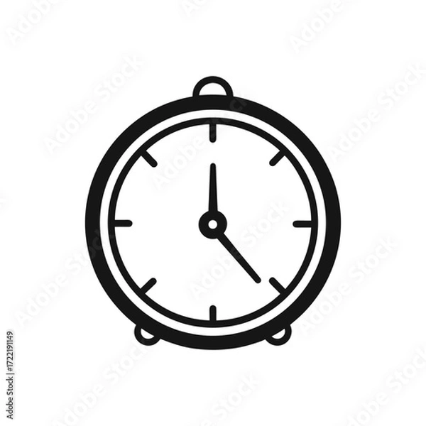 Fototapeta Classic clock face line art on white background