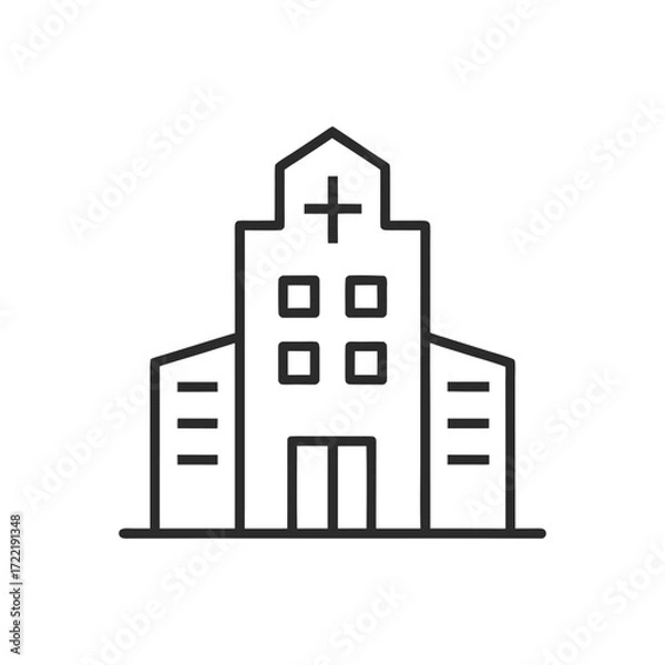 Fototapeta Continuous line drawing of a modern hospital building