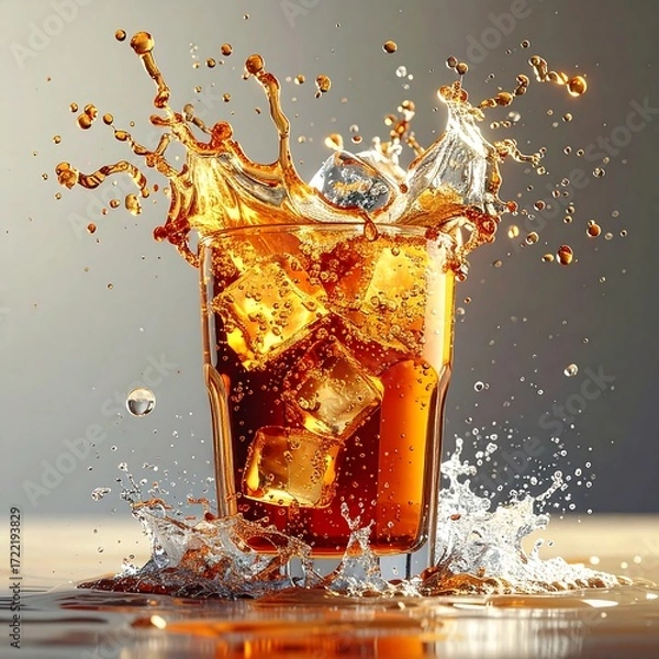 Obraz Splashing soda with ice