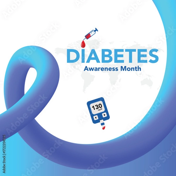 Fototapeta National Diabetes month is observed every year in November, it is the primary global awareness campaign focusing on diabetes. Vector illustration
