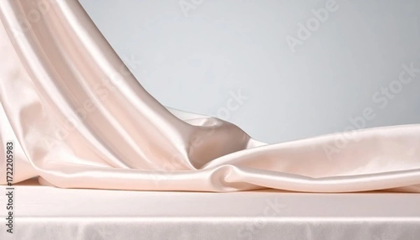 Fototapeta Flowing Fabric in Motion: Captivating close-up of a luxuriously soft, flowing satin fabric. Witness the exquisite textures and fluid grace, perfect for adding a touch of elegance and artistry.