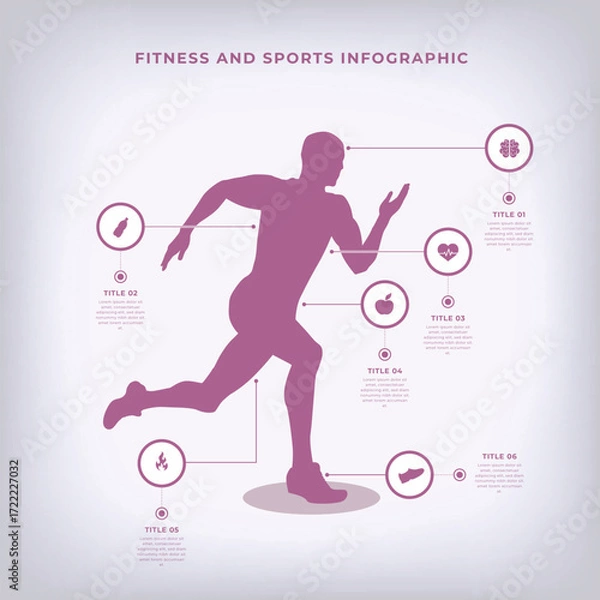 Fototapeta Dynamic Fitness and Sport Infographic Vector Featuring Workout Icons and Health Data Elements