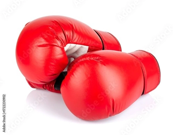Fototapeta Red boxing gloves on white background