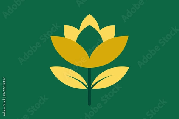 Fototapeta Stylized yellow flower with green background