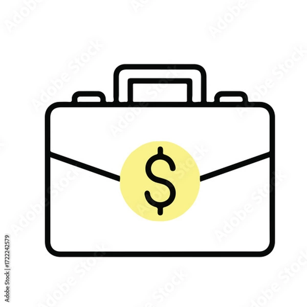 Obraz Business briefcase with dollar symbol in minimalist design  