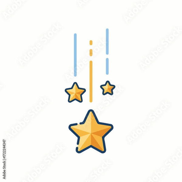 Obraz Colorful graphic of falling stars with lines and golden accents  