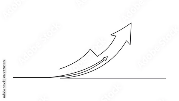 Fototapeta Business growth arrow icon continuous line drawing.