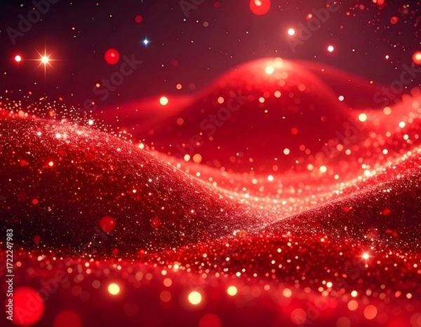 Fototapeta Red glitter abstract background with light effects