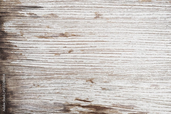Fototapeta Distressed weathered wood lines texture with white paint