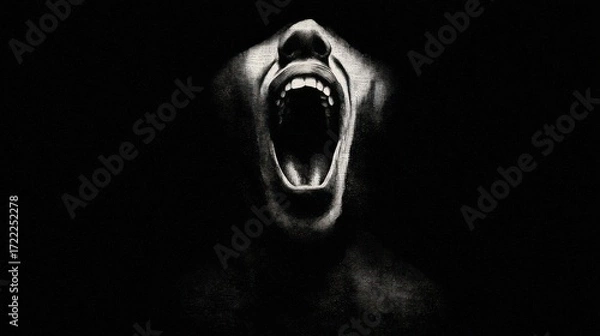 Obraz Screaming face black and white