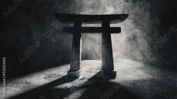 Obraz Mysterious torii gate in dark setting