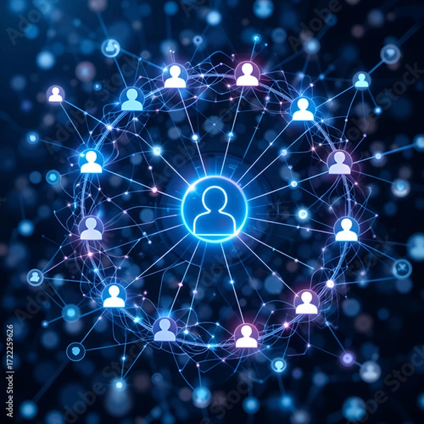 Fototapeta Plexus Line Connections. Seamless loop. Digital Technology. Artificial intelligence network or users accounts. Concept: Social network, AI, sociogram, social connections and communication, hi-tech