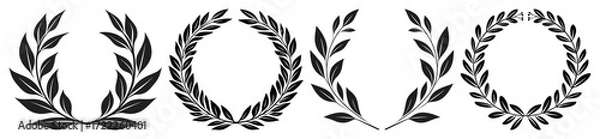 Fototapeta PNG Elegant laurel wreath designs, element set on transparent background