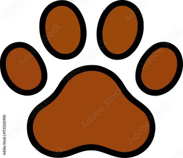 Fototapeta Paw print outline with brown color on white background