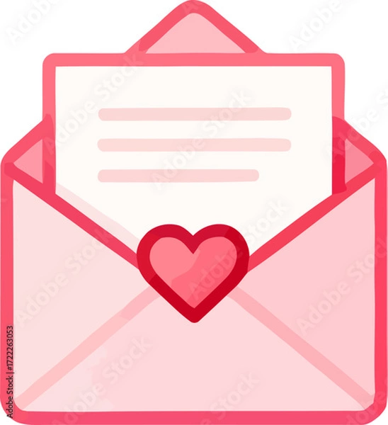Fototapeta Valentine's Day envelope with letter and heart design