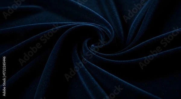 Obraz Luxurious Dark Blue Velvet Swirl: A close-up shot reveals a swirled expanse of deep blue velvet, its soft texture enhanced by light and shadow, creating a sense of opulence and sophistication.