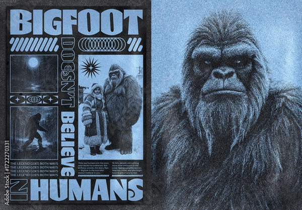 Fototapeta Brutalist Cryptid Poster Template