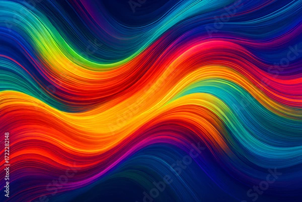 Obraz Vibrant Multicolor Waves on Dark Background