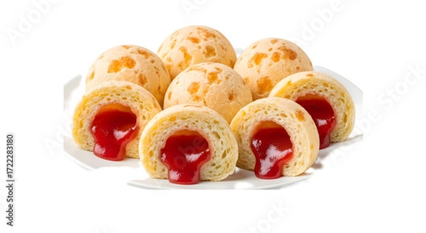 Fototapeta cheese bread with guava paste, isolated on transparent background
