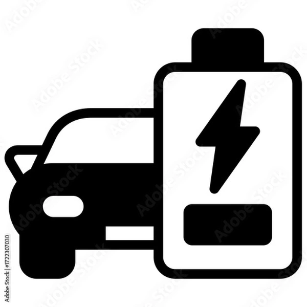 Obraz car battery icon silhouette