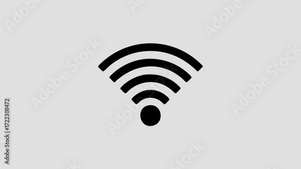 Obraz Black wifi symbol on a gray background, indicating wireless internet connection.