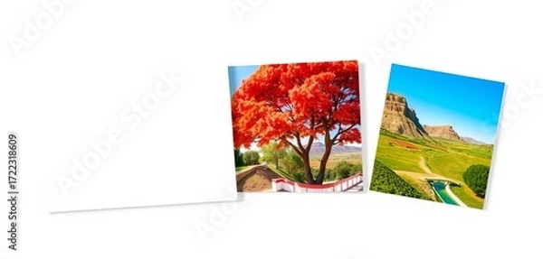 Fototapeta Blank postcard mockup, isolated on white background, design, template
