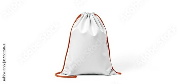 Fototapeta Blank drawstring bag mockup on white background, ready for branding,  presentation,  lifestyle