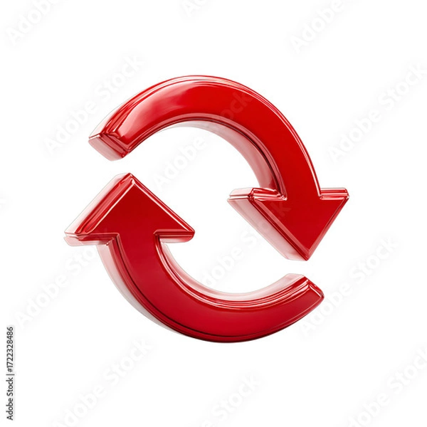 Fototapeta Two red arrows in a circular motion isolated on transparent background.