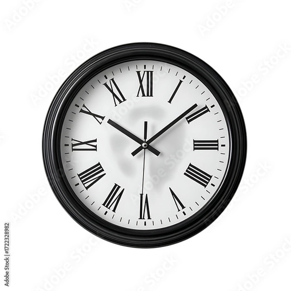 Fototapeta Classic analog clock with roman numerals isolated on transparent background.