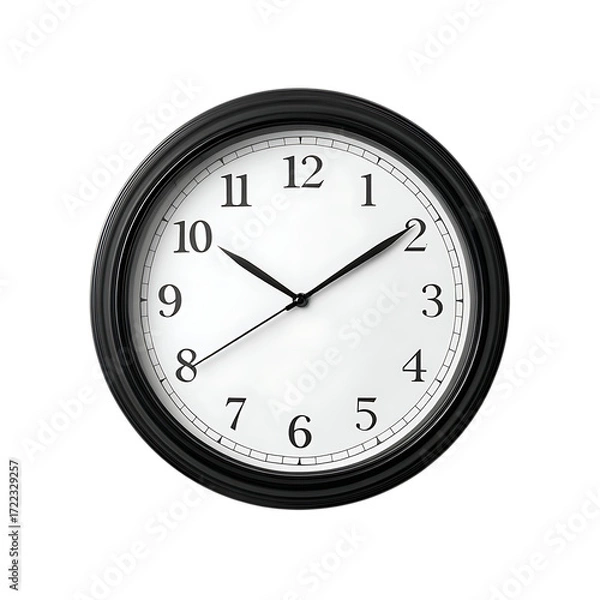 Fototapeta Analog clock with arabic numerals isolated on transparent background.