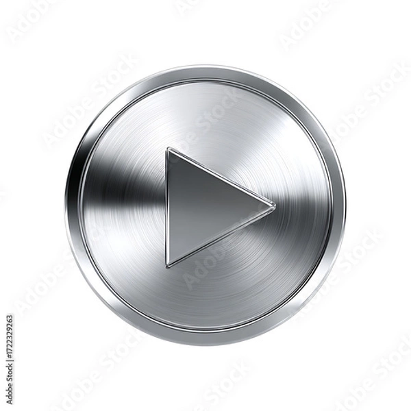 Fototapeta Silver play button isolated on transparent background.