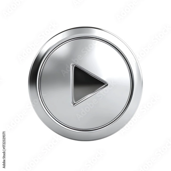 Fototapeta Silver play button isolated on transparent background.