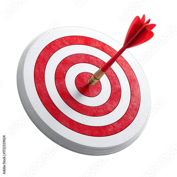 Fototapeta Dart hitting bullseye on target isolated on transparent background.