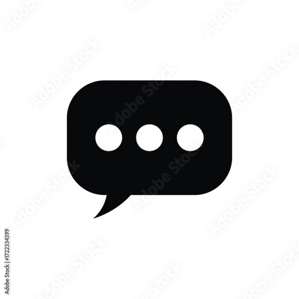 Fototapeta Simple black speech bubble icon with three dots indicating conversation or typing