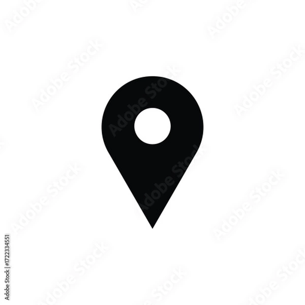 Fototapeta Simple black map pin icon representing location or destination