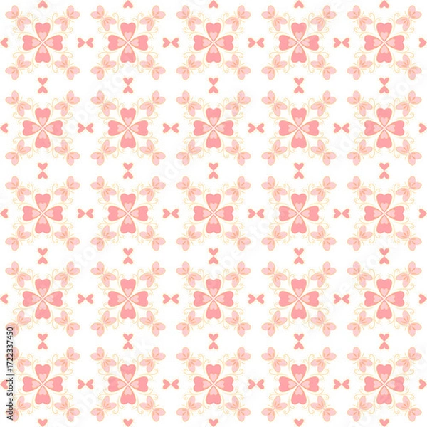 Obraz Romantic Pink Floral Heart Seamless Pattern on Black Background for Valentine Packaging, Wedding Stationery, and Fabric Design