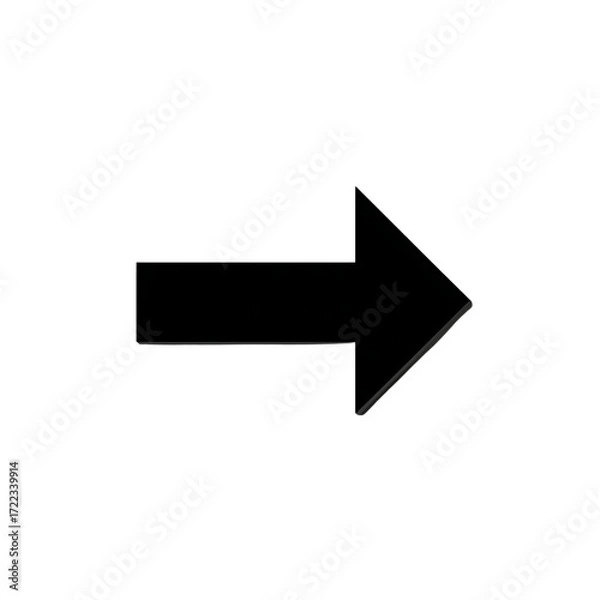 Fototapeta Black right arrow isolated on transparent background.