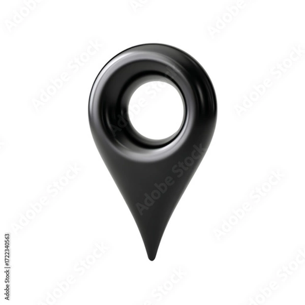 Fototapeta Black map pin icon isolated on transparent background.