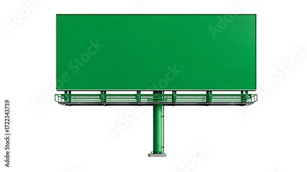 Fototapeta Large green billboard isolated on transparent background.