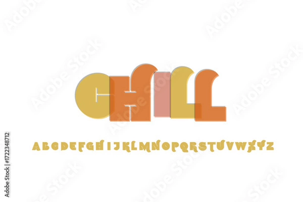Fototapeta Retro style chill font with alphabet letters below