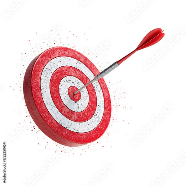 Fototapeta Dart hitting the bullseye on a target isolated on transparent background.
