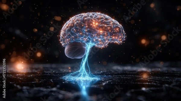 Fototapeta Illuminating the Mind: A Stunning Visualization of the Brainstem Cross-Section Captured in Enigmatic Darkness