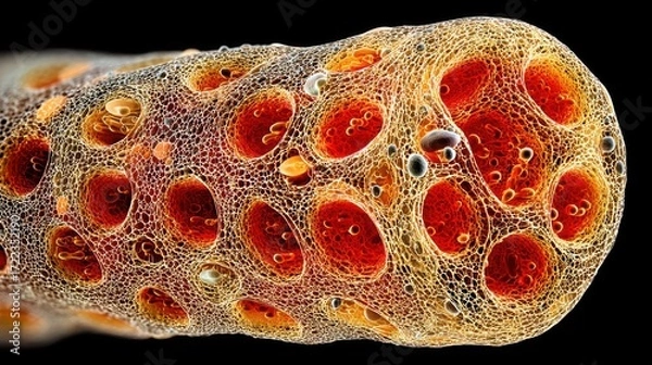 Fototapeta Exploring the Intricate Details of Cellular Structures in a Microscopic Cross-Section of the Brain Pons