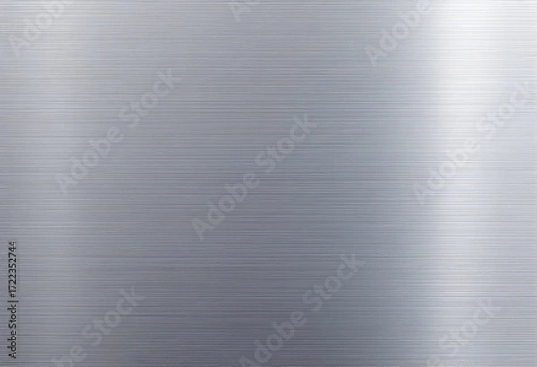 Fototapeta Polished steel sheet with brushed surface texture linear grooves catching light smooth industrial finish modern metallic material for architecture design manufacturing and interior style