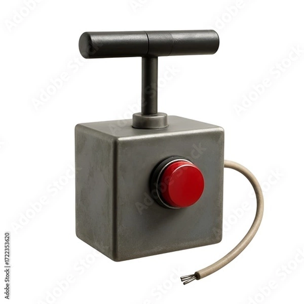 Fototapeta Industrial Control Button Isolated on White Background