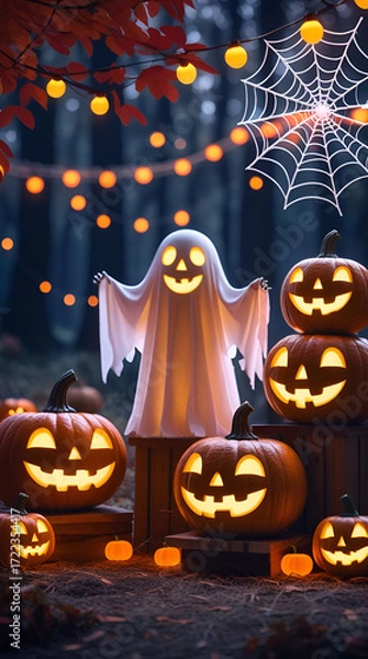 Obraz halloween background with pumpkin