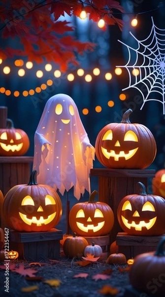 Obraz halloween pumpkin and candles