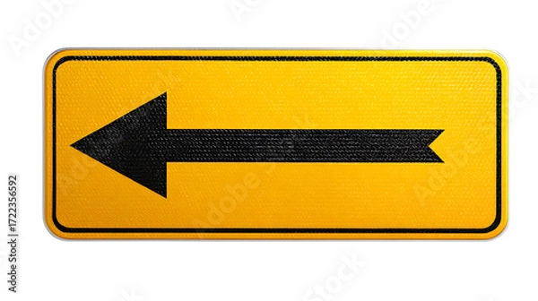 Fototapeta Yellow arrow sign pointing left isolated on transparent background.